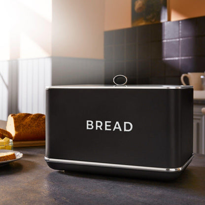Tower Renaissance Kettle, 4 Slice Toaster, Bread Bin, Canisters Kitchen Set (Black) - Vibe Home