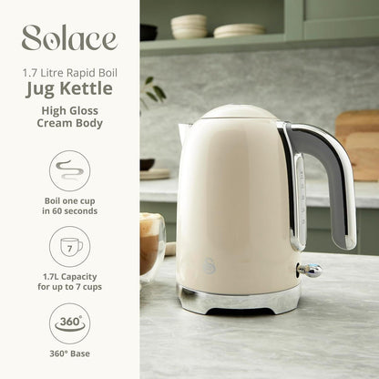 Swan Solace Kettle & Toaster Kitchen Set (Cream) - Vibe Home