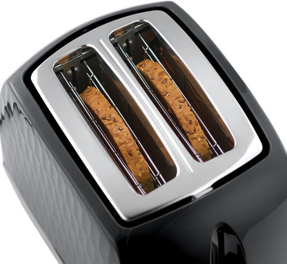 Russell Hobbs Honeycomb Kettle & 2 Slice Toaster Kitchen Set (Black) - Vibe Home