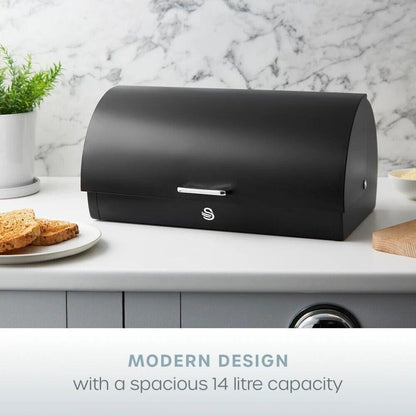 Swan Serenity Bread Bin & Canisters Kitchen Storage Set (Black) - Vibe Home
