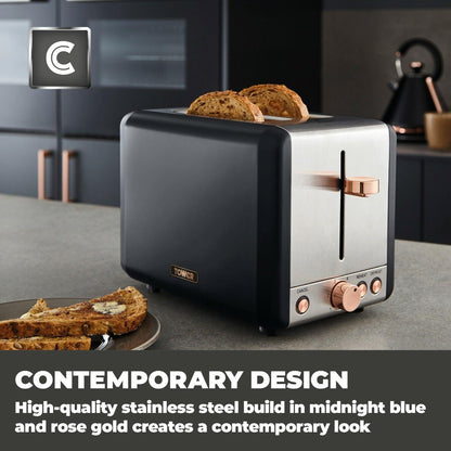Tower Cavaletto Pyramid Kettle, 2 Slice Toaster & Canister Set (Black) - Vibe Home