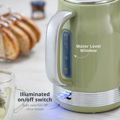 Swan Retro Jug Kettle & 4 Slice Toaster Kitchen Set (Green) - Vibe Home