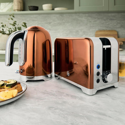 Swan Solace Kettle & 2 Slice Toaster Kitchen Set (Copper) - Vibe Home