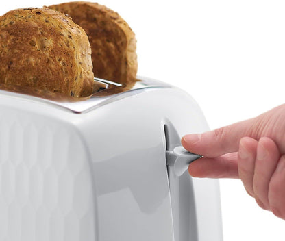 Russell Hobbs Honeycomb Kettle & 2 Slice Toaster Kitchen Set (White) - Vibe Home