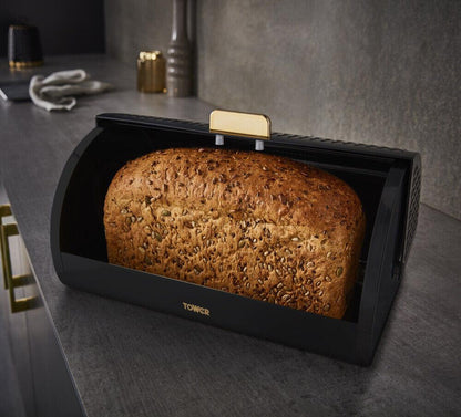 Tower Empire Bread Bin & Canisters Kitchen Storage Set (Black) - Vibe Home