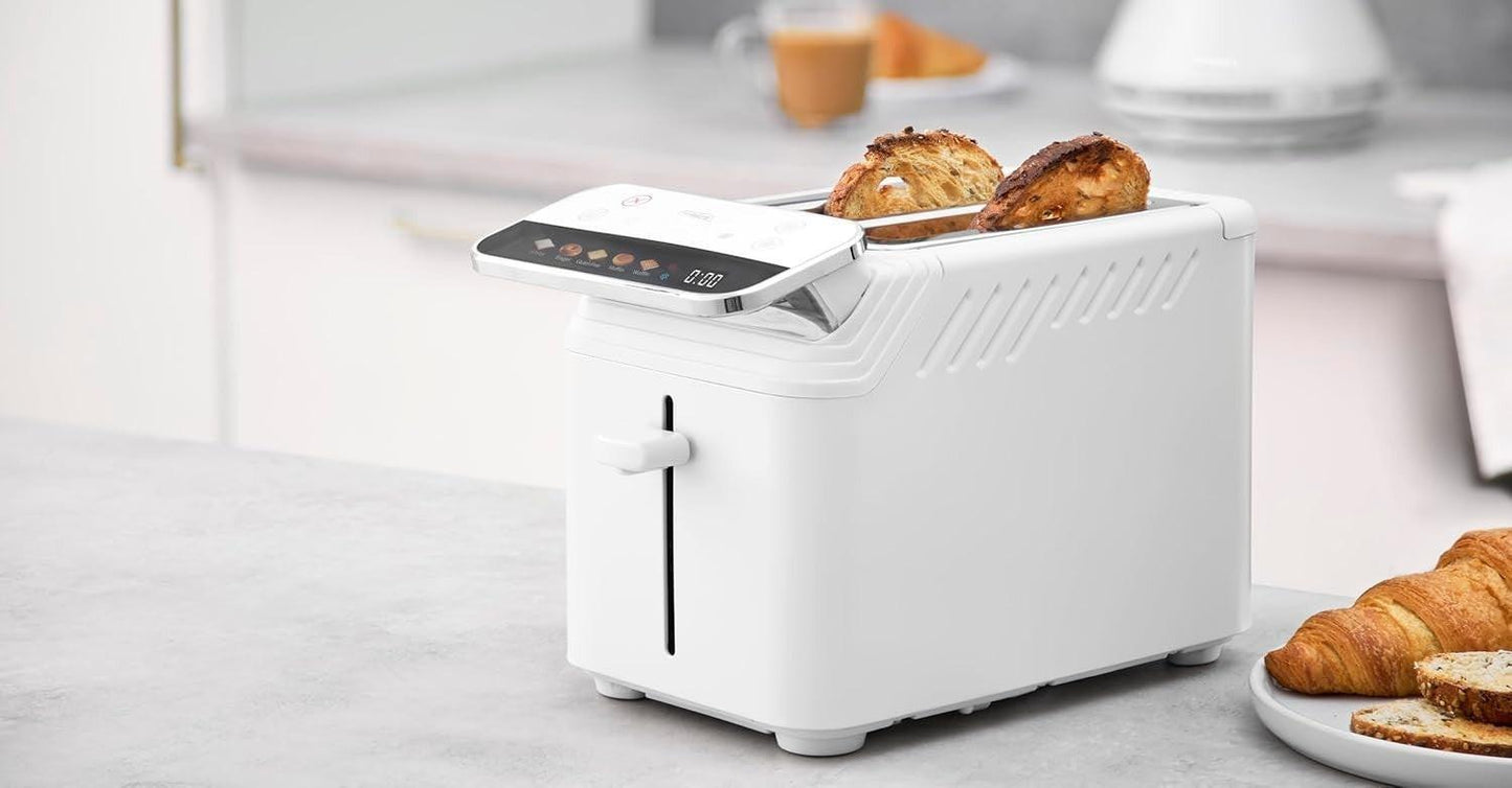 Tower Mirage Digital Pyramid Kettle & 2 Slice Toaster Kitchen Set (White) - Vibe Home