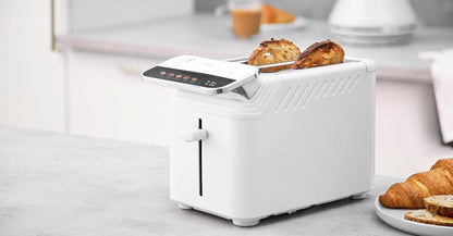 Tower Mirage Digital Pyramid Kettle & 2 Slice Toaster Kitchen Set (White) - Vibe Home