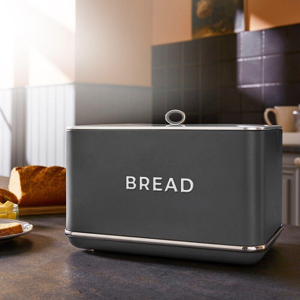 Tower Renaissance Bread Bin & Canisters Kitchen Storage Set (Grey) - Vibe Home