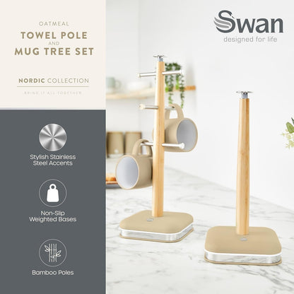 Swan Nordic Oatmeal Kitchen Set Kettle Toaster Bread Bin Canisters Mug Tree Towel Pole 5061025428311