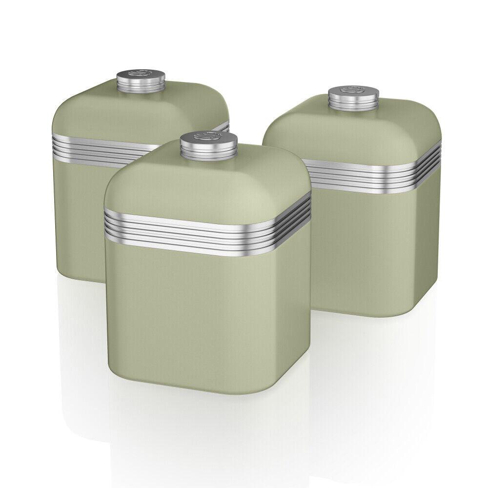Swan Retro Bread Bin & Canisters Kitchen Storage Set (Green) - Vibe Home