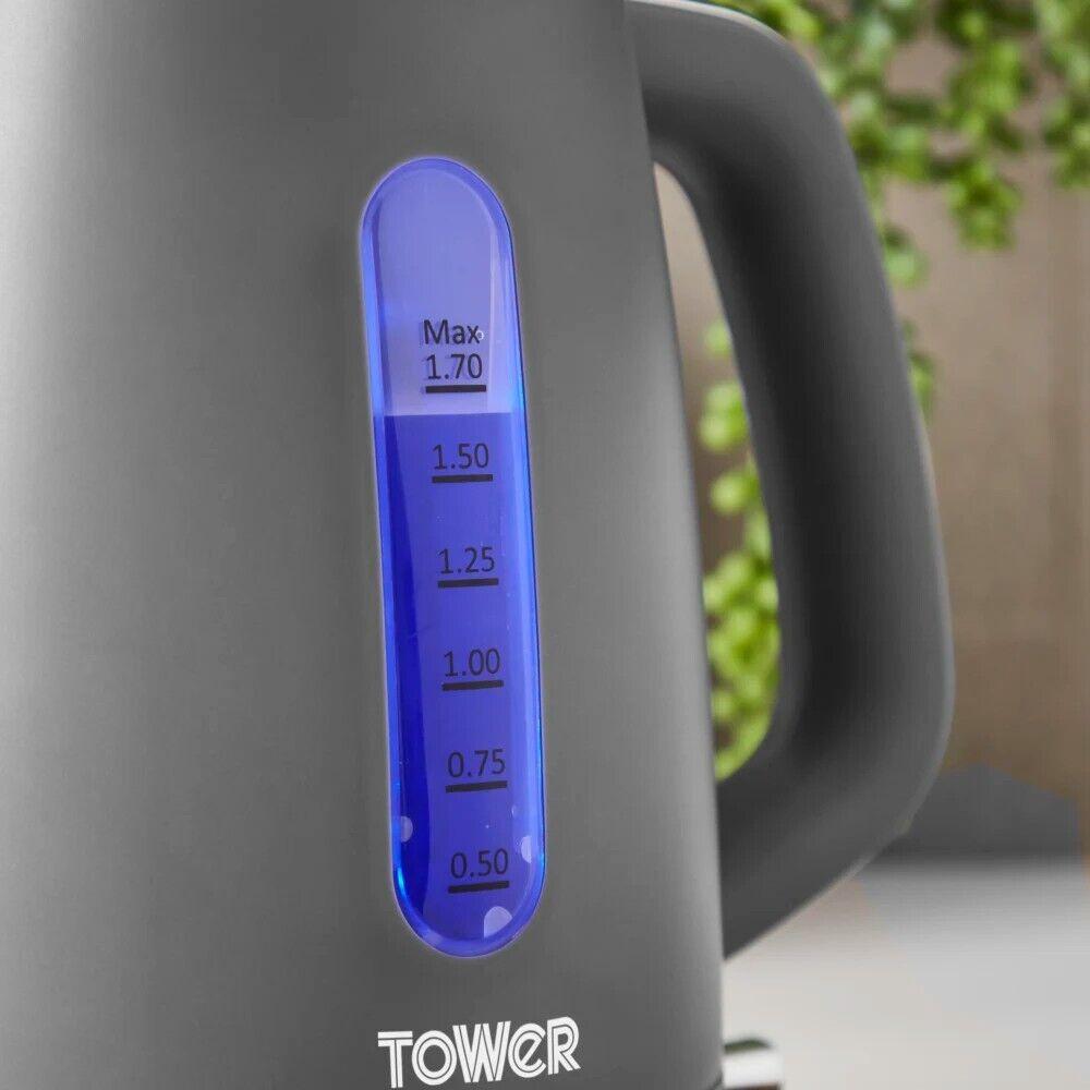 Tower Odyssey Kettle & 2 Slice Toaster Kitchen Set (Grey) - Vibe Home
