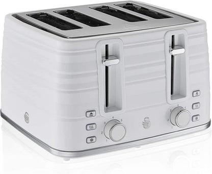 Swan Symphony Kettle & 4 Slice Toaster Kitchen Set (White) - Vibe Home