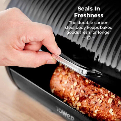 Tower Sonar Bread Bin & Canister Kitchen Storage Set (Black) - Vibe Home