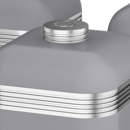 Swan Retro Bread Bin & Canisters Kitchen Storage Set (Grey) - Vibe Home