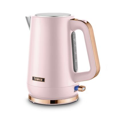 Tower Cavaletto Jug Kettle, 2 Slice Toaster, Bread Bin, Canisters, Towel Pole & Mug Tree Kitchen Set (Marshmallow Pink) Kitchen Sets
