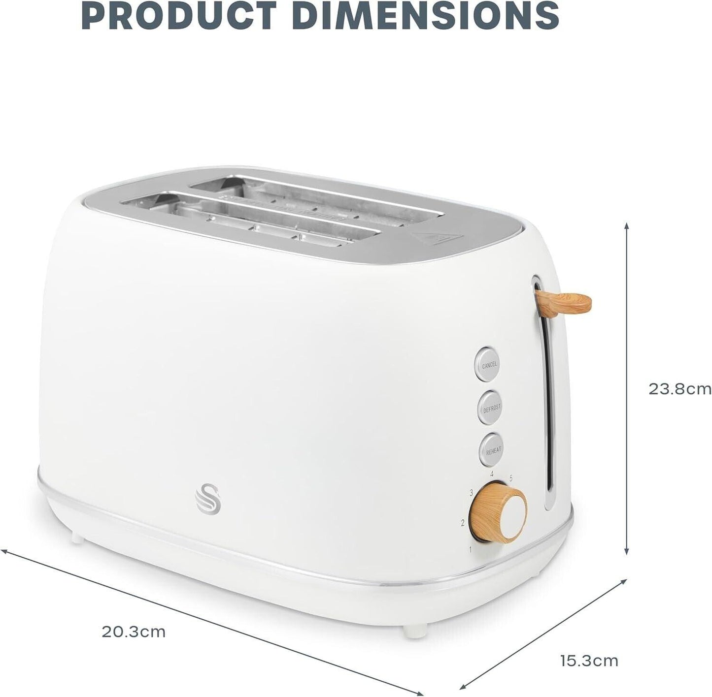 Swan Fjord Kettle & 2 Slice Toaster Kitchen Set (White) - Vibe Home
