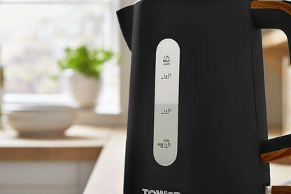 Tower Scandi Kettle & 2 Slice Toaster Kitchen Set (Black) - Vibe Home