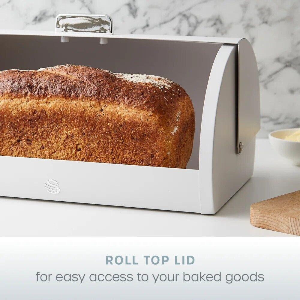 Swan Serenity Bread Bin & Canisters Kitchen Storage Set (White) - Vibe Home