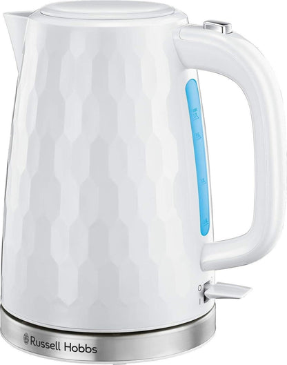 Russell Hobbs Honeycomb Kettle & 2 Slice Toaster Kitchen Set (White) - Vibe Home