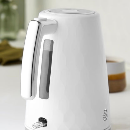 Swan Hexton Kettle & 2 Slice Toaster Kitchen Set (White) - Vibe Home