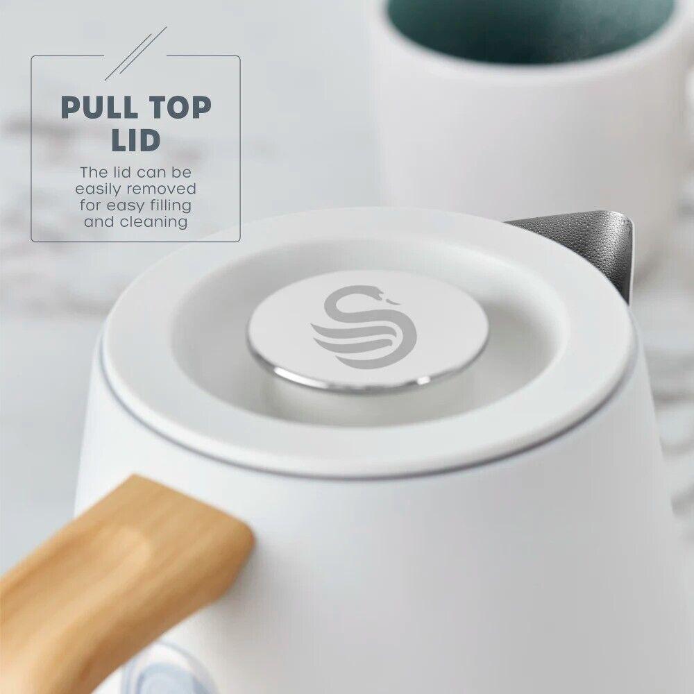 Swan Fjord Kettle & 2 Slice Toaster Kitchen Set (White) - Vibe Home