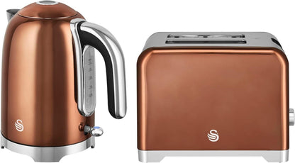 Swan Solace Kettle & 2 Slice Toaster Kitchen Set (Copper) - Vibe Home
