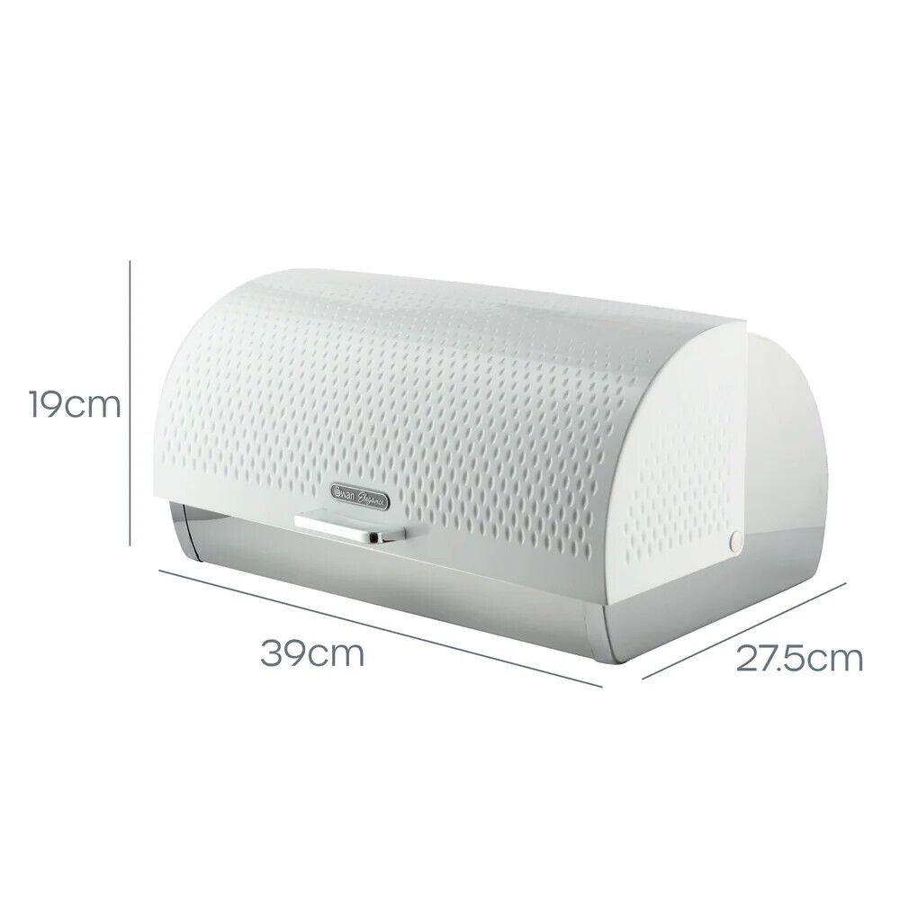 Swan Elegance Bread Bin & Canisters Kitchen Storage Set (White) - Vibe Home