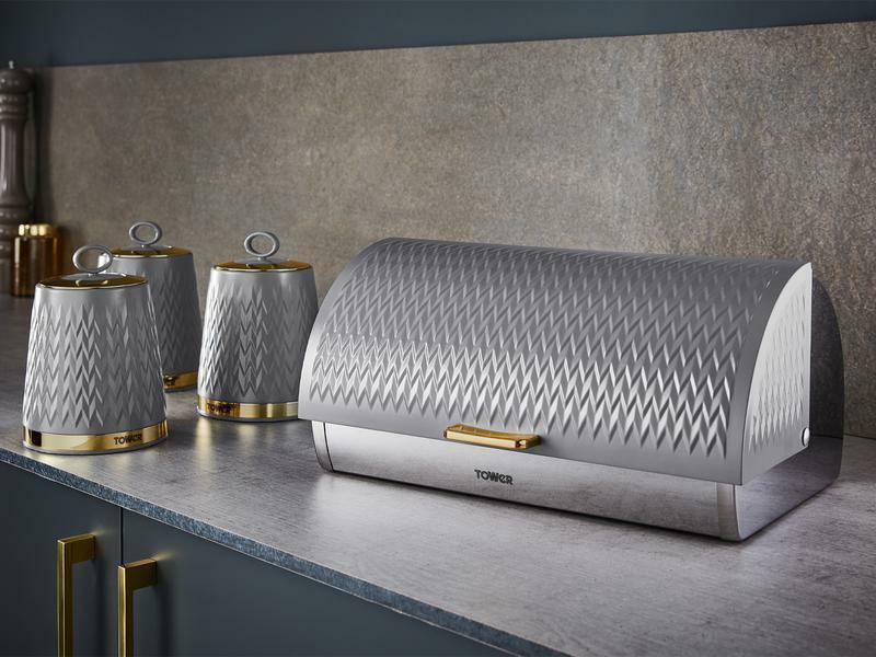 Tower Empire Bread Bin & Canister Kitchen Storage Set (Grey) - Vibe Home