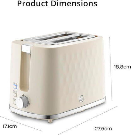 Swan Hexton Kettle & 2 Slice Toaster Kitchen Set (Cream) - Vibe Home