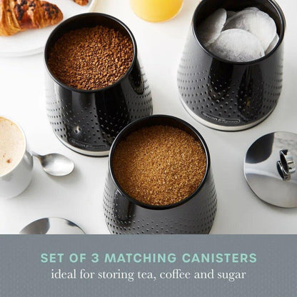 Swan Elegance Bread Bin & Canisters Kitchen Storage Set (Black) - Vibe Home