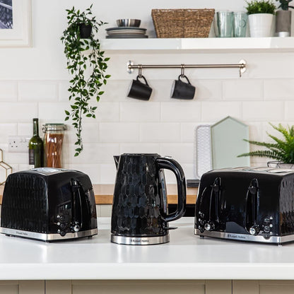 Russell Hobbs Honeycomb Kettle & 2 Slice Toaster Kitchen Set (Black) - Vibe Home
