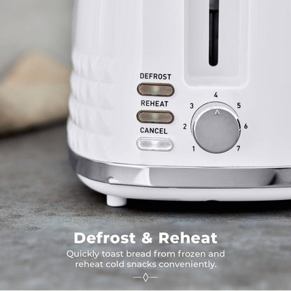 Tower Solitaire Kettle, 2 Slice Toaster, Bread Bin & Canisters Kitchen Set (White) - Vibe Home