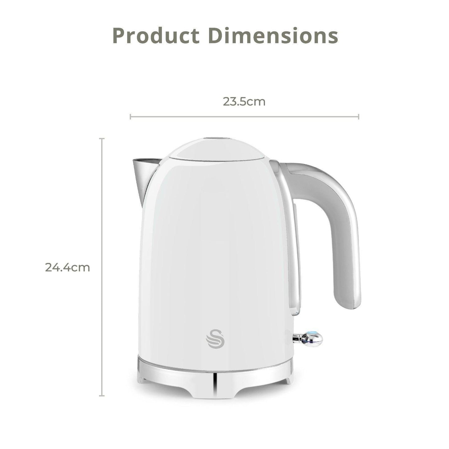 Swan Solace Jug Kettle, 2 Slice Toaster, Bread Bin, Canisters Kitchen Set (White) - Vibe Home
