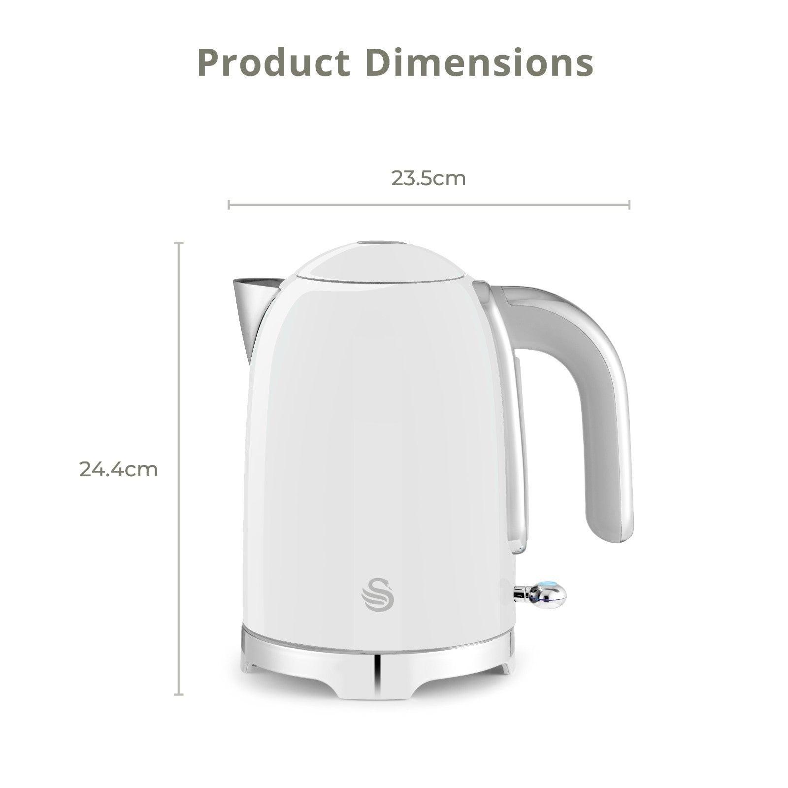 Swan Solace Jug Kettle, 2 Slice Toaster, Bread Bin, Canisters Kitchen Set (White) - Vibe Home