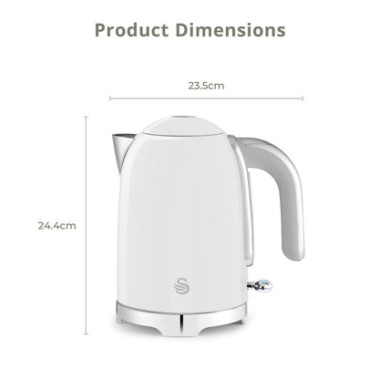 Swan Solace Jug Kettle, 2 Slice Toaster, Bread Bin, Canisters Kitchen Set (White) - Vibe Home