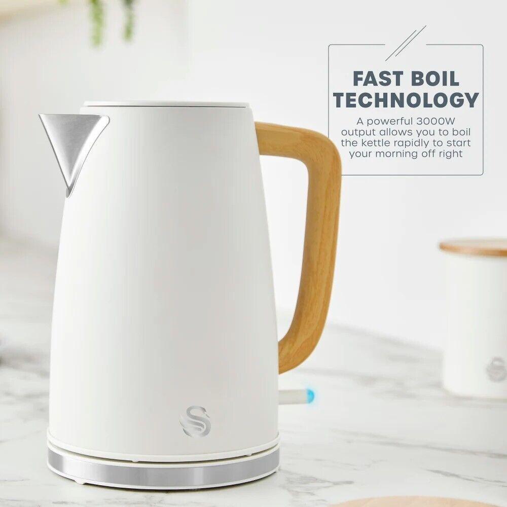 Swan Fjord Kettle & 2 Slice Toaster Kitchen Set (White) - Vibe Home