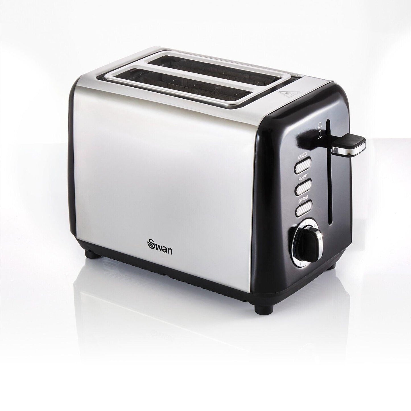 Swan Townhouse Kettle, 2 Slice Toaster, Bread Bin, Canisters Kitchen Set (Black) - Vibe Home