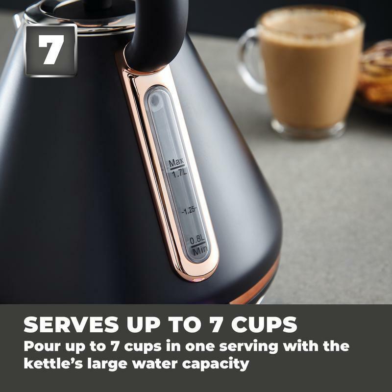 Tower Cavaletto Pyramid Kettle, 4 Slice Toaster & Canisters Kitchen Set (Black) - Vibe Home