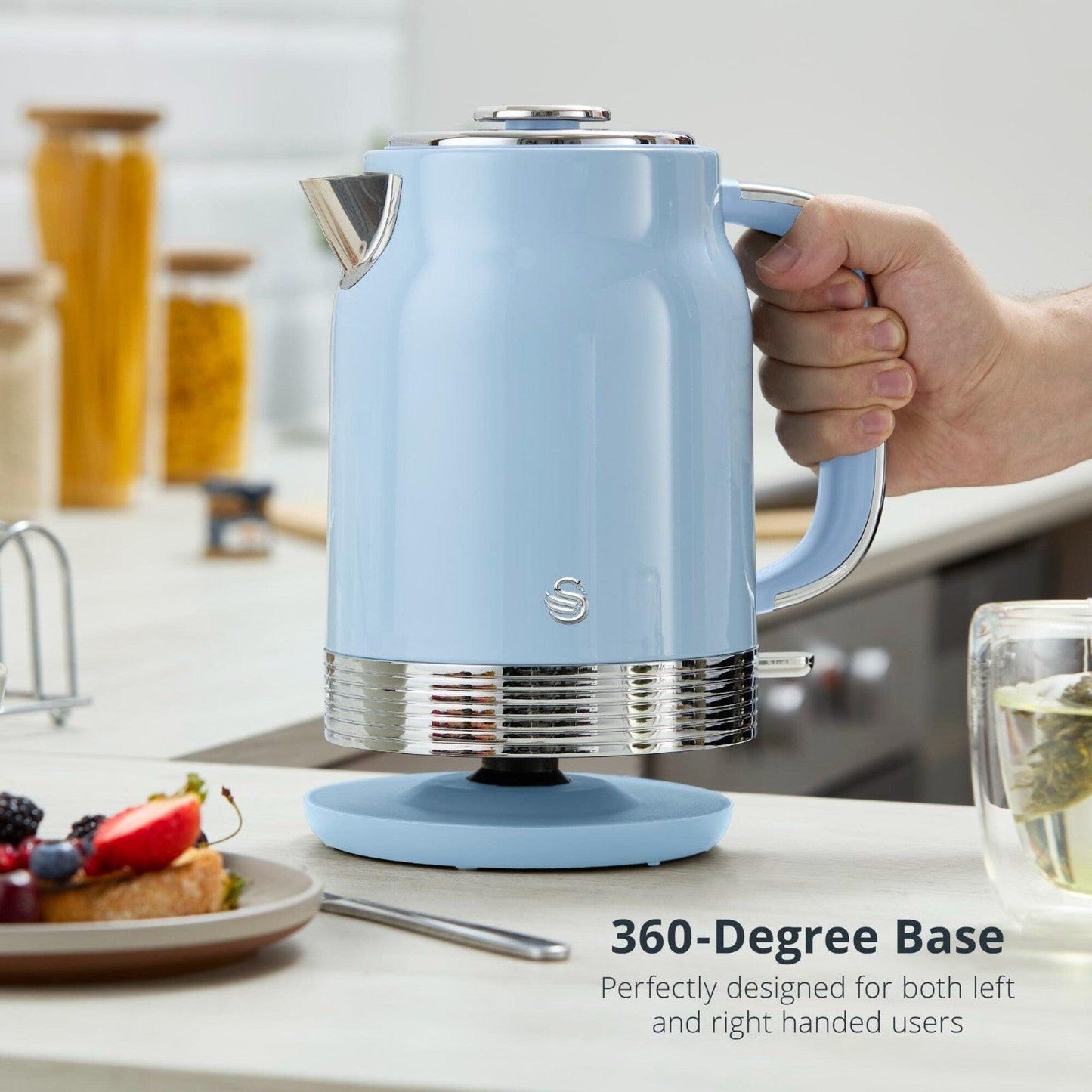 Swan Retro Jug Kettle & 2 Slice Toaster Kitchen Set (Blue) - Vibe Home