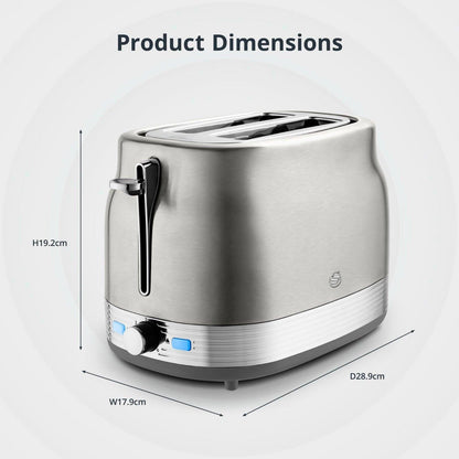 Swan Retro Jug Kettle & 2 Slice Toaster Kitchen Set Silver (Stainless Steel) - Vibe Home