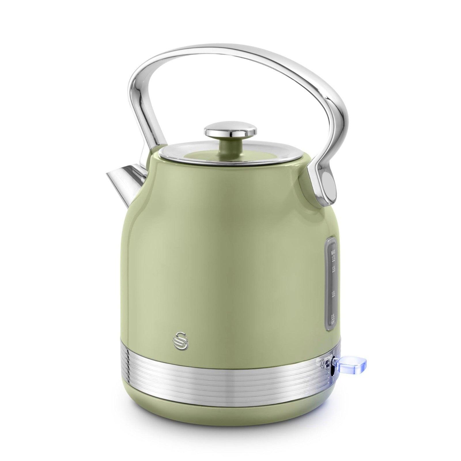 Swan Retro Pyramid Kettle & 2 Slice Toaster Kitchen Set (Green) - Vibe Home