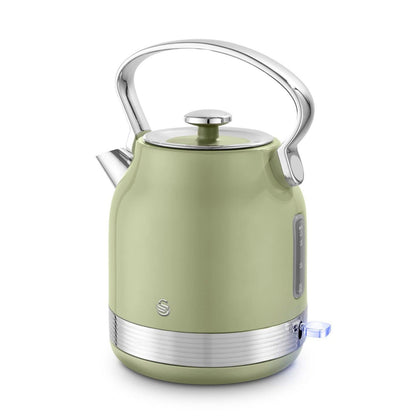 Swan Retro Pyramid Kettle & 2 Slice Toaster Kitchen Set (Green) - Vibe Home