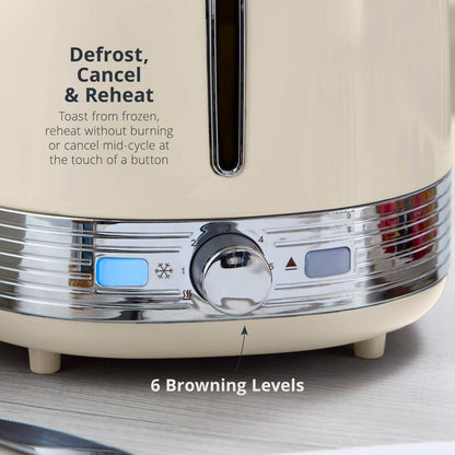 Swan Retro Pyramid Kettle & 2 Slice Toaster Kitchen Set (Cream) - Vibe Home