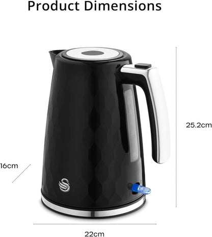Swan Hexton Kettle & 2 Slice Toaster Kitchen Set (Black) - Vibe Home