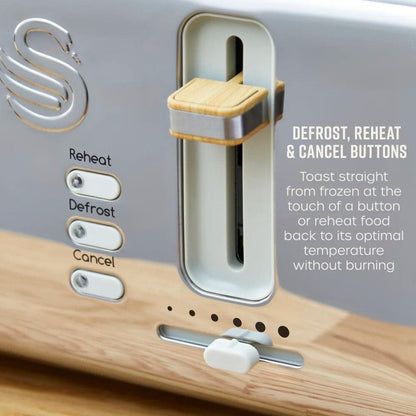 Swan Nordic Kettle, 4 Slice Toaster, Bread Bin, Canisters Kitchen Set (Oatmeal) - Vibe Home