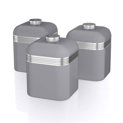 Swan Retro Bread Bin & Canisters Kitchen Storage Set (Grey) - Vibe Home