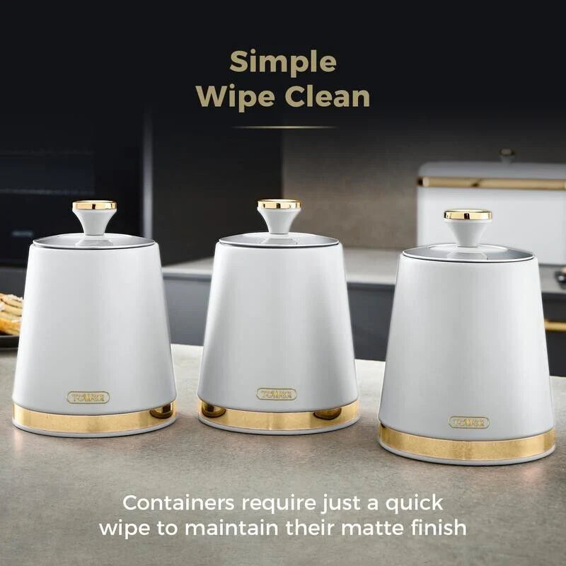 Tower Cavaletto Optic White 7pc Kitchen Set Kettle Bread Bin Canisters