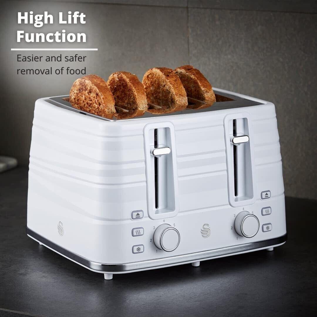 Swan Symphony Kettle & 4 Slice Toaster Kitchen Set (White) - Vibe Home