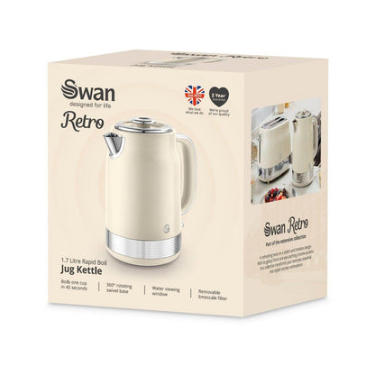 Swan Retro Jug Kettle & 2 Slice Toaster Kitchen Set (Chantilly Cream) - Vibe Home