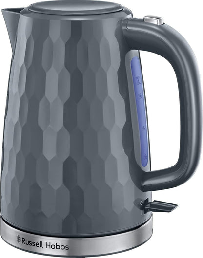Russell Hobbs Honeycomb Kettle & 2 Slice Toaster Kitchen Set (Grey) - Vibe Home